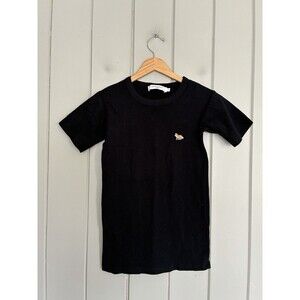 Maison Kitsune Black T-Shirt White 100% Cotton Short Sleeve Fox XS Short Sleeves